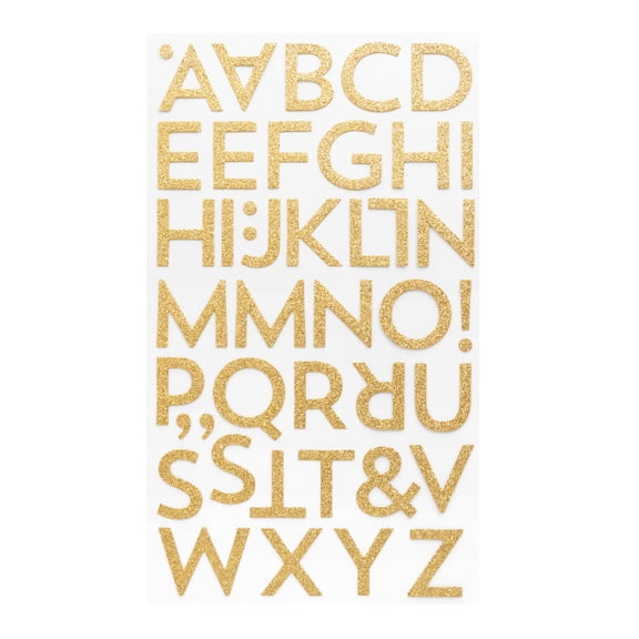 Recollections Gold Glitter Block Alphabet Stickers, 12 Pack