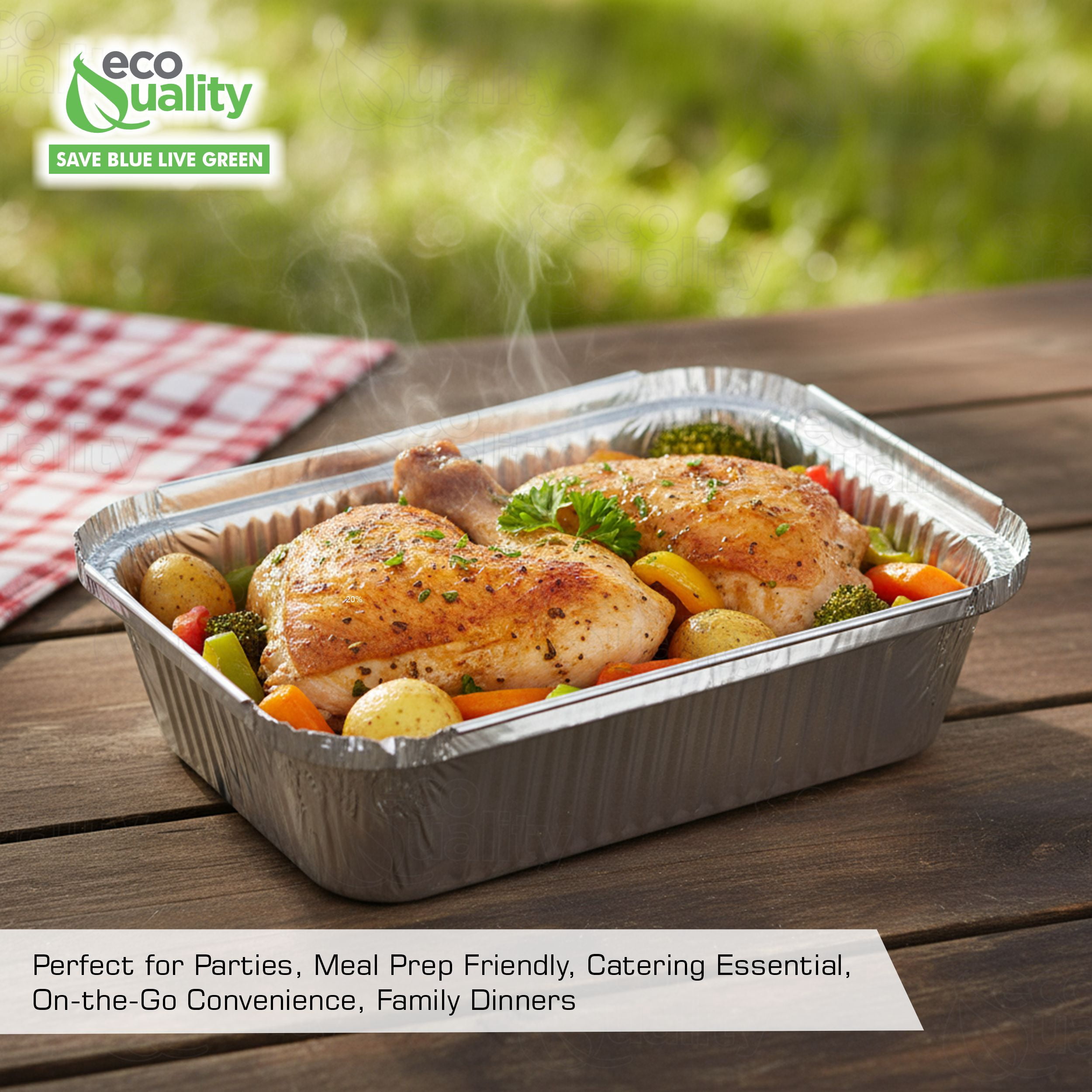 400 Pack] EcoQuality 1LB Oblong Take Out Foil Baking Pans - 705