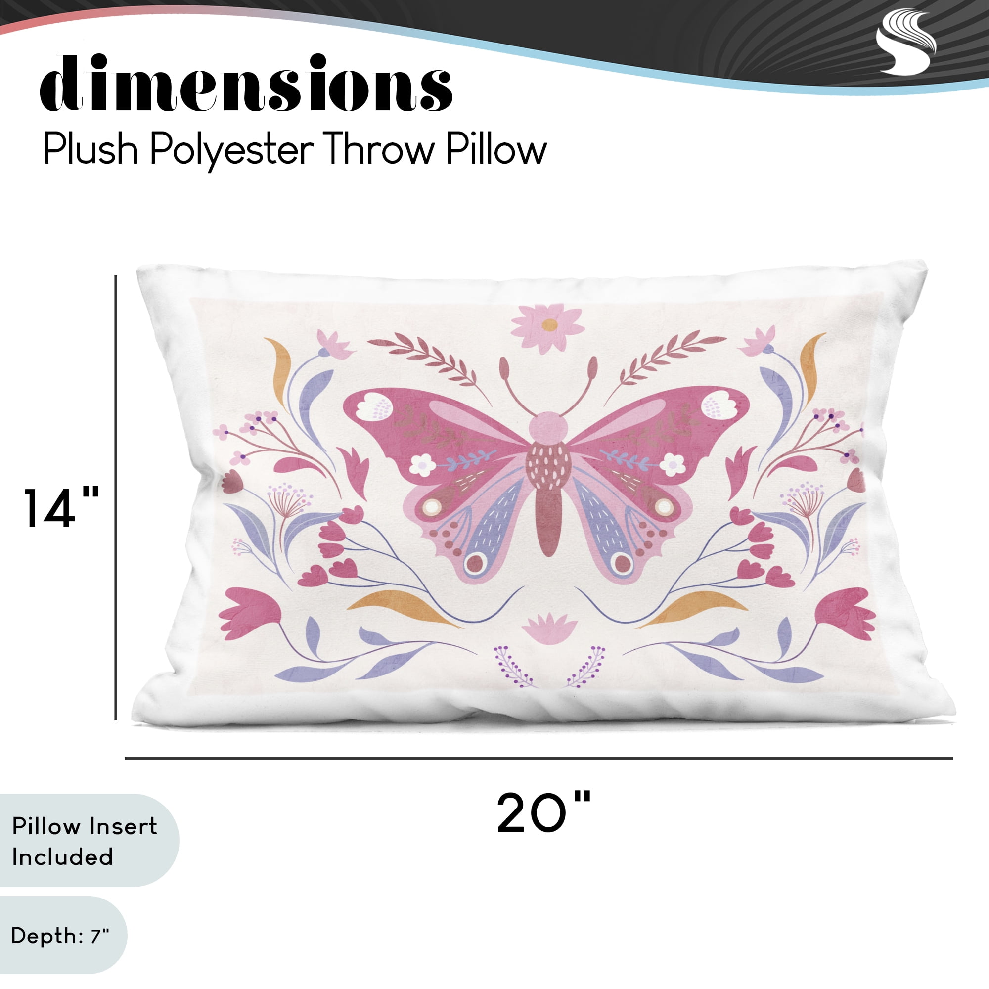 Stupell Industries Whimsical Folk Butterfly Decorative Printed Throw Pillow, design by Kim Allen