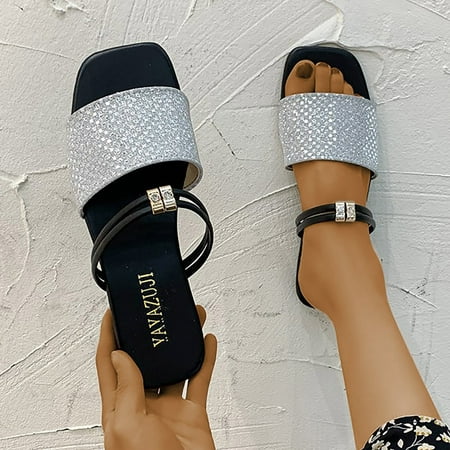 

Aayomet Slippers for Women Fashion Women Beach Slip On Two Wear Casual Open Toe Non Slip Flat Breathable Slippers Shoes Sandals Black 9