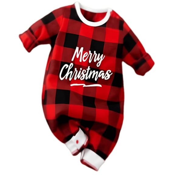 Gender Neutral Baby Holiday Jumpsuit with Festive Plaid Design