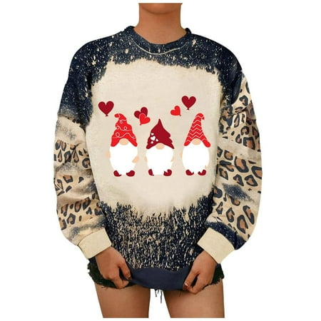 

Juebong Sweatshirt for Women Valentine Day Printed Sweatshirt Crewneck Casual Lightweight Long Sleeve Pullover Sweater Top Black shirts for women M