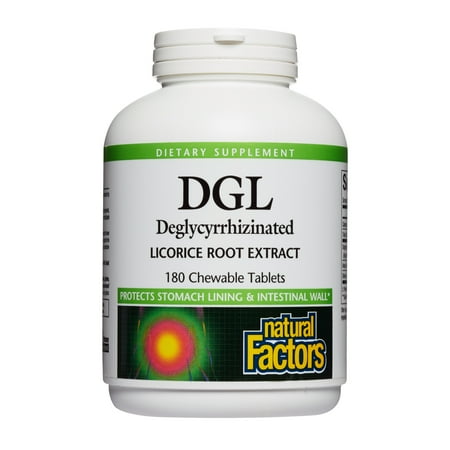 Natural Factors  DGL Licorice Root Extract  Natural Digestive Relief  180 Tablets