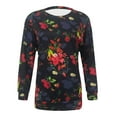 thumbnail image 4 of Pompotops Mode Femmes Imprimé Manches Longues Confortable Respirant Sweat-Shirt Col Rond Liquidation, 4 of 5