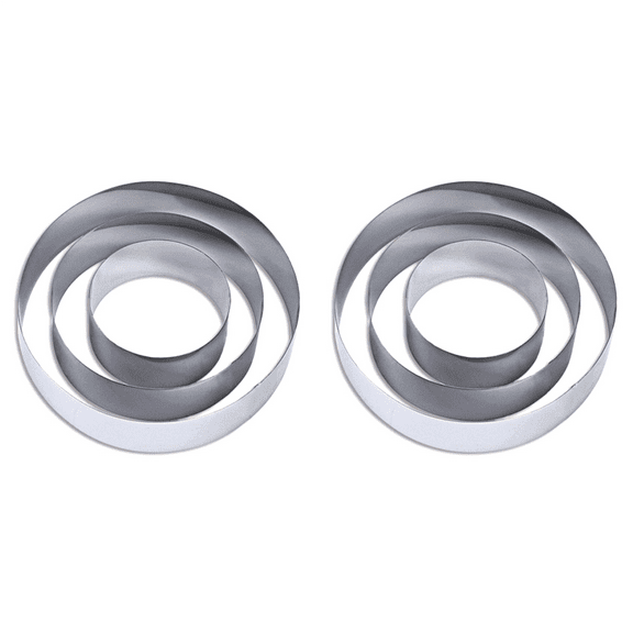 2X 4/6/8 Inch Round Cake Mold Stainless Steel Baking Tool Cake Ring Set Biscuit Cutter English Muffin Ring DIY Tart Ring
