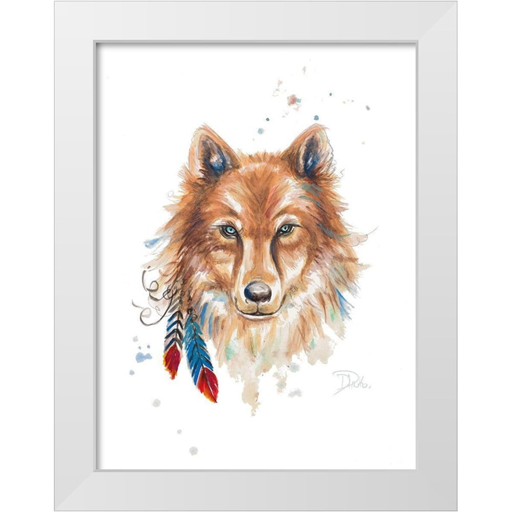 Pinto Patricia 19x24 White Modern Wood Framed Museum Art Print Titled - Indigenous Wolf