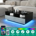 thumbnail image 4 of High Gloss LED Coffee Table Modern Center Tea Table with Adjustable LED Light and Storage 35.4 x 21.7 x 13.8 Inches, 4 of 10