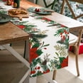 thumbnail image 4 of Christmas Winter Table Runner, 13.8x71 inch Red Floral Leaves Holly Pine Cone Xmas Seasonal Holiday Kitchen Dining Table Runners for Home Indoor Mantel Party Farmhouse Decoration, 4 of 6