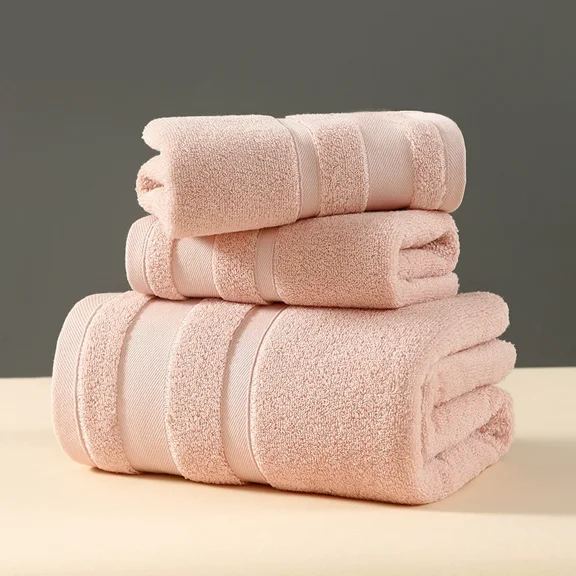 Zhuge 3 Piece Towels Set for Adults Luxury Bath Towels Large Sets for Bathroom Super Soft Microfiber Shower Towels ,Pink