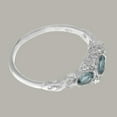 thumbnail image 4 of LBG British Made 14k White Gold Womens Ring Natural Aquamarine & Diamond Anniversary Ring - 33 size options - Size 7.5, 4 of 5