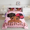 thumbnail image 2 of Erosebridal Kawaii Princess Bedding Twin Black Magical Twin Comforter Set, Lovely Polka Dots Bedding Comforter Sets Cute Melanin Duvet Insert, American African Woman Down Comforter, 2 of 6