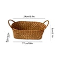 thumbnail image 3 of S Woven Wicker Storage Basket With Handle Wood Natural Decor Small 9.45X3.15X3.15In, 3 of 7