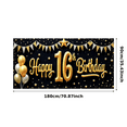 thumbnail image 3 of Golden Balloons Happy Birthday Party Banner Decorative Flag for Sweet 16 Indoor Event Celebration, 3 of 7