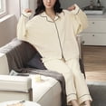thumbnail image 3 of Defitshape Women's Cotton 2 Piece Pajamas Soft Pjs Button Down Long Sleeve Sleeping Shirt Pants Classic Lounge Set Sleepwear Apricot 14, 3 of 4