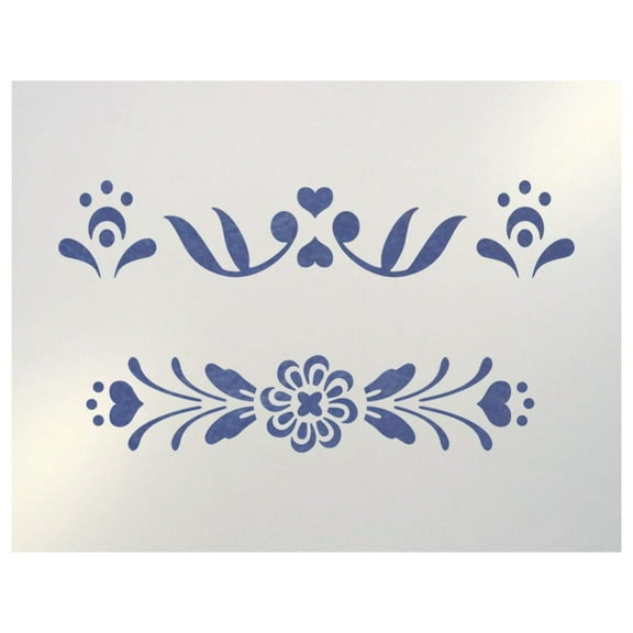 Rosemaling Pattern 3 & 4 Mini Stencils - Rose Decorative Painting Mylar Plastic - The Artful Stencil