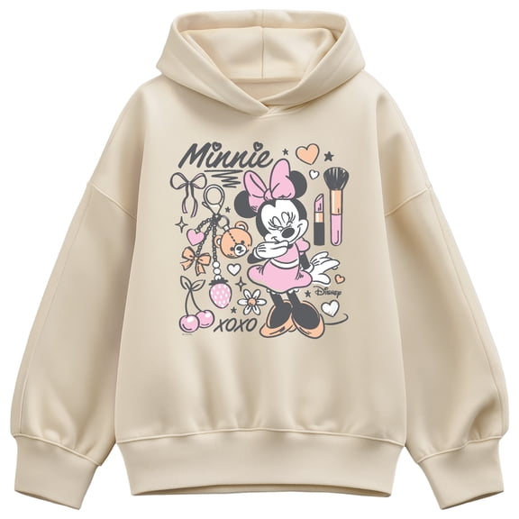 Disney - Minnie Girly Grid - Women's Oversized Fleece Hoodie Sweatshirt
