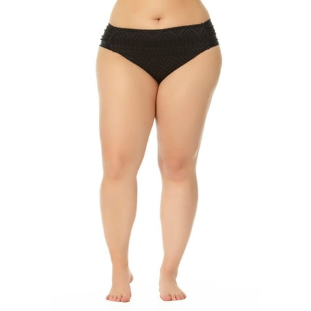 Allure Juniors Plus Size Shirred Side Hipster Swim Bottom