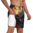 thumbnail image 3 of Picia Maple Leaf Meditating Squirrel pattern Mens Swim Trunks with Compression Liner Stretch Beach Shorts Quick Dry with Zipper Pockets No-Chafing Board Shorts-Medium, 3 of 9