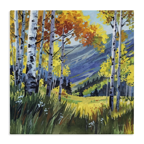 Stupell Industries Contemporary Autumn Golden Birch Grove Canvas Art, 17 x 17, by Kate Jarvik Birch