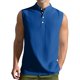 thumbnail image 1 of Camiseta de tirantes de cuello redondo de verano para hombre, semiabierta, sin mangas, informal, de color liso, sin mangas, con solapa y cuello de jardín., 1 of 8