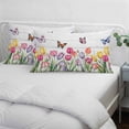 thumbnail image 3 of Tulips Spring Floral Pillow Covers, Linen Long Throw Pillow Case, Pastoral Flowers Butterfly Wooden Holiday Pillow Protector Decorative Cushion Cover for Living Room/Bedroom 20" x 26", 3 of 8