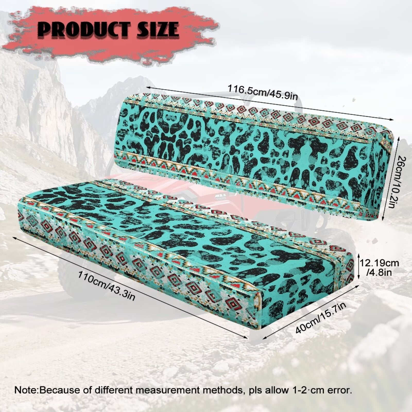 Uorisanigo UTV Front Bench Seat Cover Scratch-Proof Blue Aztec Cow Print Mule Seat Cover Compatible with Kawasaki Mule 3020 2003 2002 200 UTV Pioneer Seats Accessories
