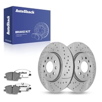 AutoShack 11.81" (300 mm) Front Vented Drilled & Slotted Brake Rotors Coated   Ceramic Brake Pads | Replacement for 2020-2022 Chevrolet Malibu | Silver Zinc Coated | 6-PC Brake Kit | SilverShield Pro