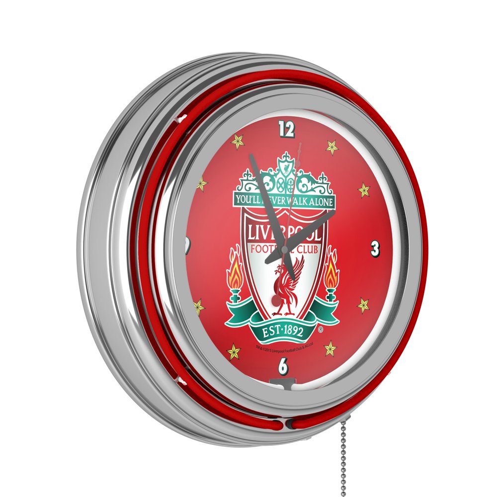 Premier League Liverpool Football Club Chrome Double Rung Neon Clock