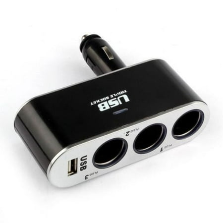 Cigarette Lighter Usb Ac CableVantage 3 Way Cigarette Lighter Socket Splitter 12V/24V DC Power Car Adapter & USB Port ()