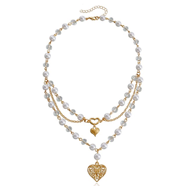 Collar de estrella cruzada con borlas de perlas de doble capa y alto brillo con diseño de nicho de joyería para mujer, conjunto completo