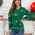 thumbnail image 4 of Gibobby Suéter de Punto Suéter de Navidad informal con de nieve para mujer, de cuello Rojoondo holgado para invierno, prendas de punto para mujer (Verde, S), 4 of 5