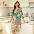 thumbnail image 4 of Zipper Robes for Women Lightweight Loose Fit Summer Housecoats for Women Zipper Front 3/4 Length Sleeve Knee Length Vintage Floral Print Casual Pajama Sleepwear with Pockets Army Green XXL, 4 of 7