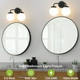 thumbnail image 3 of Deyidn 2-Light Modern Vanity Light, Black Bathroom Light Fixture with Milk White Glass Globes, 45 Inch Bathroom Wall Sconce for Mirror, 3 of 6