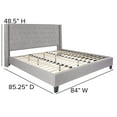 thumbnail image 5 of Flash Furniture Riverdale King Size Tufted Upholstered Platform Bed in Light Gray Fabric, 5 of 9