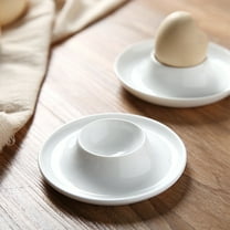 2 Pcs Ceramic Egg Cups, Egg Holders for Soft and Hard Boiled Eggs, Classic Porcelain Stackable and Easy to Clean Tray, Decorative Egg Dish for Breakfast, Easter, or Kitchen, White