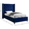 thumbnail image 3 of Meridian Furniture Aiden Navy Velvet Twin Bed - Contemporary, 3 of 4