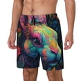 thumbnail image 1 of Qekee Colorful Patterned Rabbit Print Swimming Trunks for Men Boys,Swimming Shorts with Compression Liner,Quick-Drying Beach Trousers with Inner Shorts,Men Elastic Surf Shorts with Pockets-3X-Large, 1 of 6