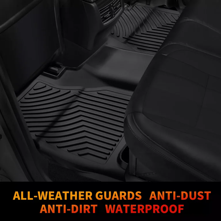 Carlights All-Weather TPE Floor Mats For 2008-2021 Nissan Frontier Crew Cab – 3-Piece Liner Set, Black