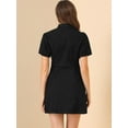 thumbnail image 5 of DARING DIVA Puff Short Sleeve Button Front Mini Jean Denim Dress L Black, 5 of 6