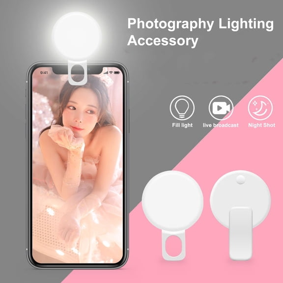 Joernso Portable LED Selfie Flash Fill Light 3 Adjustable Mode 20 Beads Easy Clip-On Brighten Live Beauty Fill Light