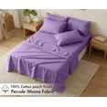 thumbnail image 2 of RUVANTI 100% Cotton Percale Sheets Twin XL Size 4 Piece Set, Cooling Bed Sheets for Hot Sleepers, Deep Pocket 16”, Breathable Lightweight & Durable, Crisp Hotel Style Sheets, Purple Sage, 2 of 7