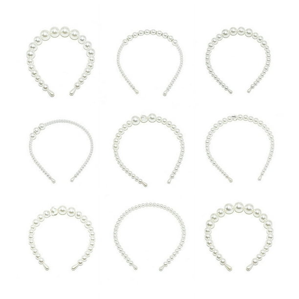 Diadema de perlas de gran tamaño hecha a mano con cuentas para accesorios para el cabello de adultos, diadema de perlas brillantes, artículo digno de regalo