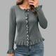 thumbnail image 1 of Cárdigan de punto para mujer, color liso, cuello redondo, suéter con botones, cárdigan, top para mujer, 1 of 9