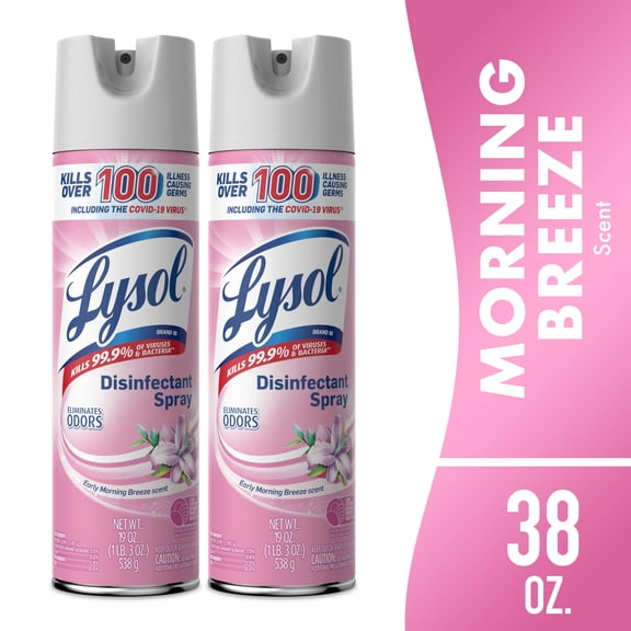 Lysol Disinfectant Spray, Sanitizing and Antibacterial Spray, Deodorizer, Early Morning Breeze, 19 oz (Pack of 2)