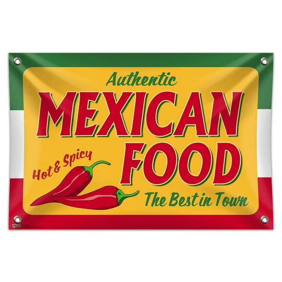 Authentic Mexican 33" (84cm) x 22" (56cm) Mini Vinyl Flag Banner Wall Sign