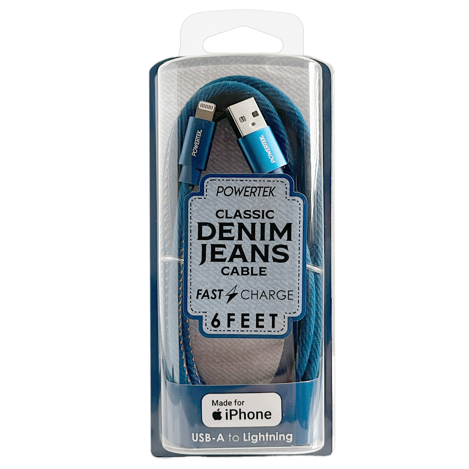 Liquipel Powertek Denim Lightning Cable, 6 ft, Blue photo 2