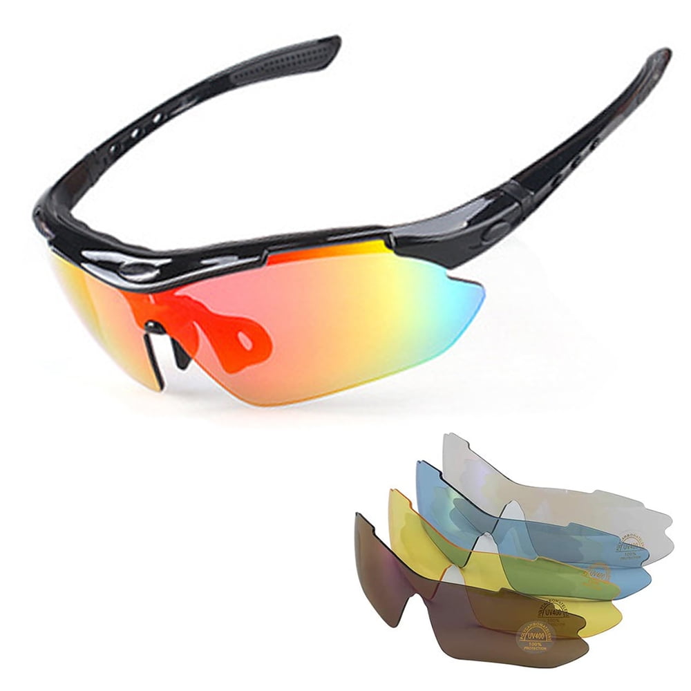 Cycling Glasses Polarized Sunglasses with 5 Interchangeable Lenses Bike Eyewear 