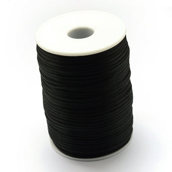 1roll Polyester Cord Black 1.5mm about 109.36 yards(100m)/roll