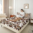 thumbnail image 4 of Castle Fairy Boys Girls Western Cowgirl Boots Hat Full Size Sheets 4-Piece,Cow Print Breathable Bed Sheets,Bohemian Tribal Aztec Lightweight Sheet Sets,Lightweight Room Decor, 4 of 7