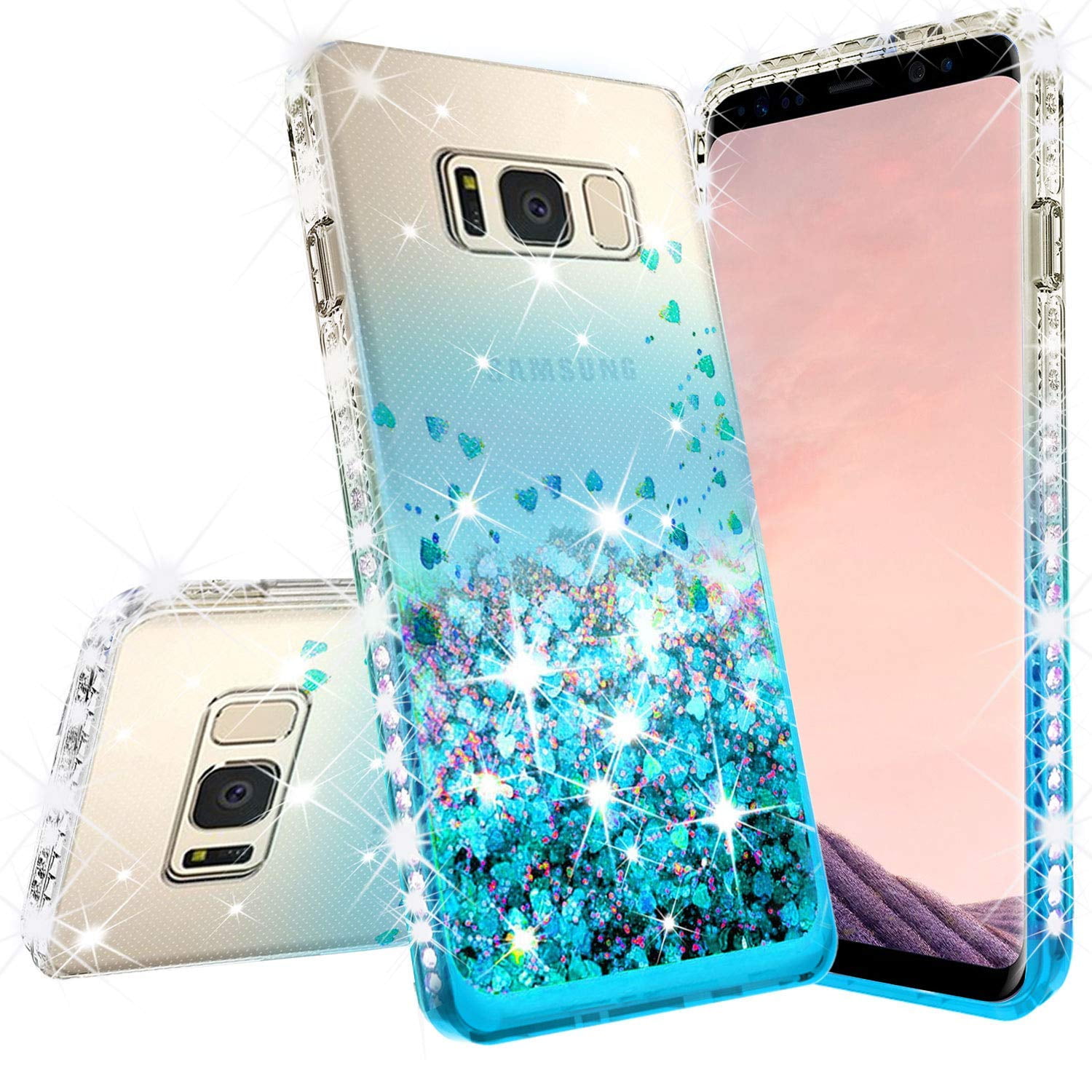JAWSEU Compatible with Samsung Galaxy Note 9 Case Bling Glitter Sparkly Stars Design Soft Slim TPU Silicone Gel Rubber Bumper Case Ultra Thin Shockproof Full Protective Case Cover,Black-2 